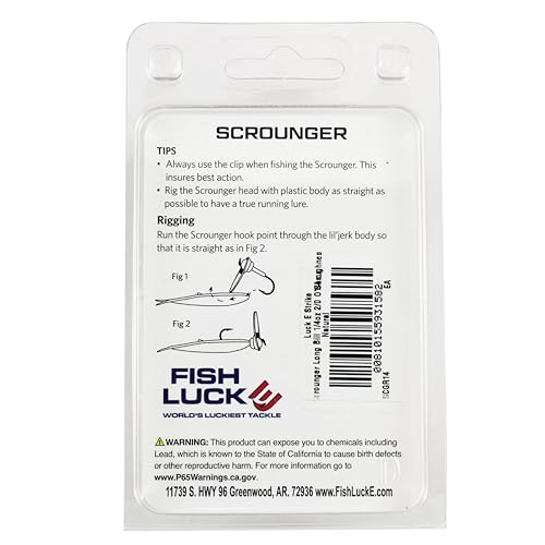 Luck E Strike Original Scrounger Jig Head - Creates Realistic Swimming Action to Soft Plastic Fishing Baits - size: 1/4 OZ, style: 2/0 Hook