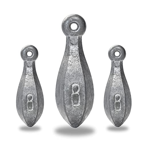 BLUEWING Bank Sinker 1LB/2LB/3LB/5LB/6LB Box Fishing Weights Saltwater Bullet Lead 1oz,2oz,3oz,5oz,8oz,10oz,12oz,16oz,32oz - style: #14 8oz, 4 Pack