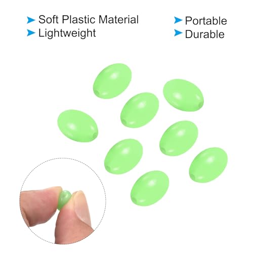 PATIKIL Glow Fishing Beads Soft Plastic Oval Rubber Luminous Fishing Bait Eggs Rig Bead Tackle Lures Accessories with Storage Box - color: Green, size: 12x8mm