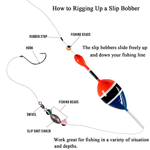 THKFISH Fishing Floats Bobbers Slide Floats Balsa Fishing Bobber Slip Bobbers for Crappie Panfish Trout Bass (1/2oz 2"x5.28") (1/6 1.6"x4.8") 5Pcs - color: Blue and Red, size: 1/6 oz 1.6"x4.8" - 5Pcs