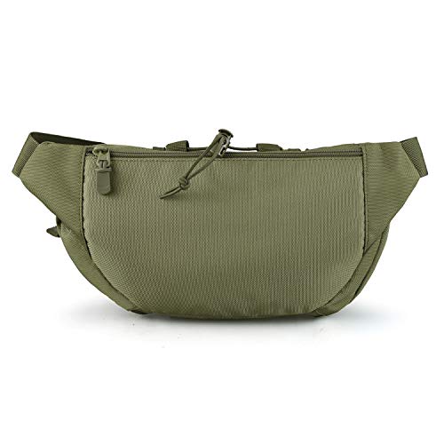 SOWHUP Tactical Fanny Pack,Military Waist Bag Pack with U.S Patch Utility Hip Belt Bumbag for Outdoor Fishing Hiking (Army Green(5 Zipper Pockets)) - color: Army Green(5 Zipper Pockets)
