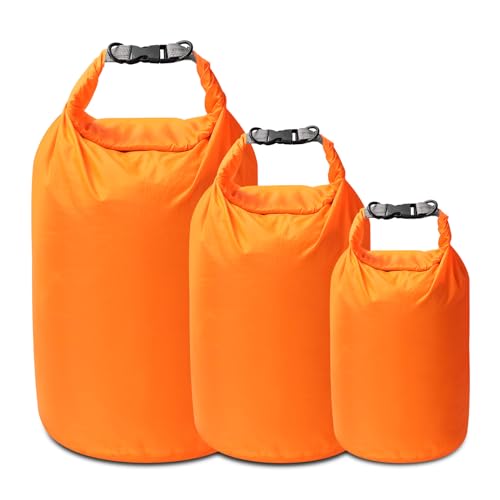 Dry Bag Set, Waterproof Small Lightweight Dry Bags for Paddle Board Kayaking, Fishing, Camping(Orange, 2L+5L+10L) - color: Orange, size: 2+5+10L