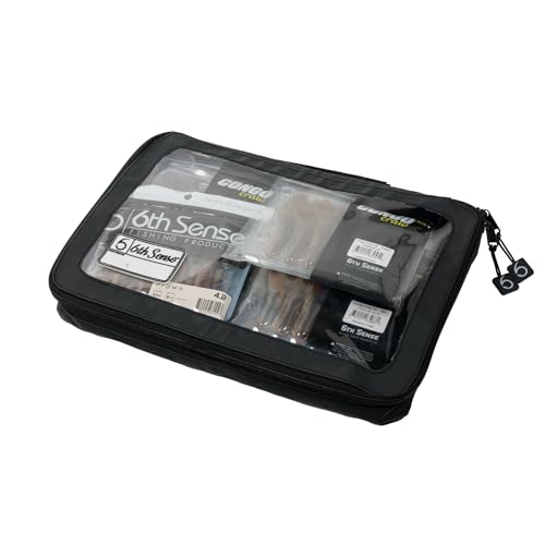 6th Sense – Bait View Fishing Tackle Bag, Clear View Soft Plastic Storage - color: Black, size: Large