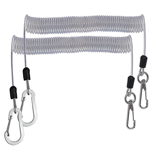 Fishing Lanyard, Heavy Duty Coiled Lanyards Stainless Steel Wire Inside, Safety Rope Extension Cord Tether Retractable Fishing Accessories for Rods, Pliers, Boating, Paddles, Kayak - color: Silver