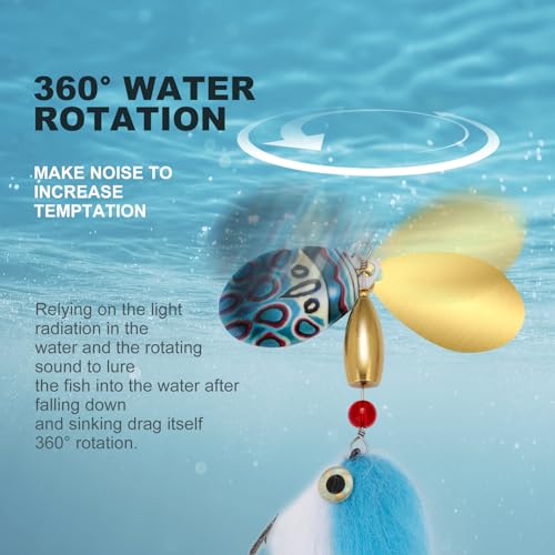 Pike Musky Walleye Fishing Lure Spinnerbait with Feathered Hooks Rooster Tail Fishing Lures Spoon Lures Baits with Tackle Box - color: Style B-Purple
