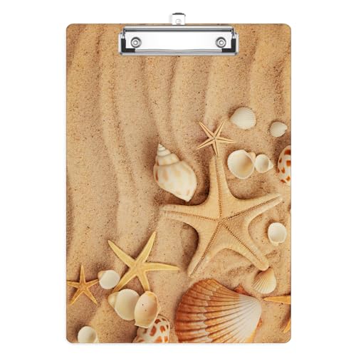 Beach Starfish and Shellfish Clipboard, Decorative Clip Board with Metal Clip Cute Plastic Clipboards A4 Standard Size 8.5" x 12.5" for Nurses, Students, Office - color: Summer Starfish Shellfish