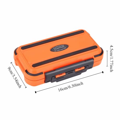 24-Slot Water proof Fishing Tackle Box - Compact ABS Lure Organizer with Adjustable Dividers for Baits & Hooks,16x9x4.5cm(Orange)