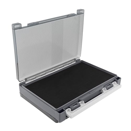 Double Sided Fishing Lure Box Organizer, Fishing Tackle Box Storage Hard Plastic Container Case for Lure Bait Hooks Beads Jewelry Earring - color: Gray