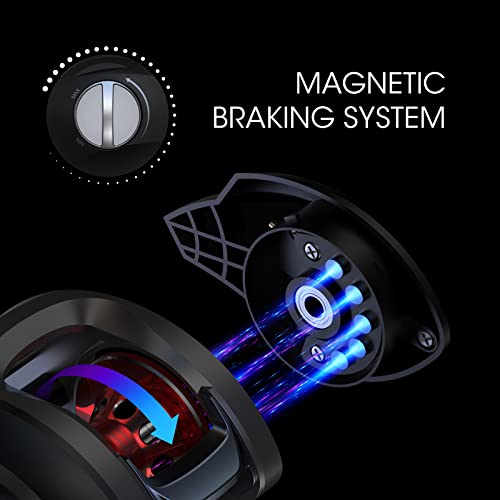 Lixada Fishing Reels, Baitcaster Reel Strong Corrosion Resistance Metal Saltwater Baitcasting Reel with Magnetic Braking System - color: Black-Left handed