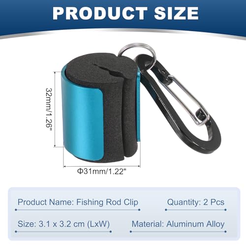 Fishing Rod Clips, Wearable Rod Holders with Keychain Portable Hand-Free - color: Blue