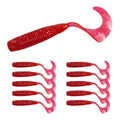 Eupheng Twist Tail Swimbait Fishing Lure, 2.3in/2.7in/4in/5.5in 100PCS Grub Saltwater Fishing Soft Bait Trailer for Bass Crappie Fishing - size: 4in(10cm)-10PCS-Red