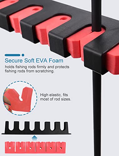 Horizontal Fishing Rod Rack Holders Wall-mounted Fish Pole Holder for Garage & Boat 6-Rod Storage Racks -1 Pair Rod Holder Rod Holder (1 Pair Vertical Red) - color: 1 Pair Vertical Red