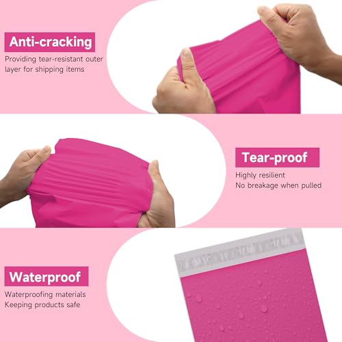 KKBESTPACK Poly Mailer Envelopes Shipping Bags Self Adhesive Waterproof Bags (Pink) (B125), 12 x 15.5 / 100pc - color: Pink, size: 12" x 15.5" 100pcs