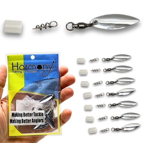 Harmony Fishing Company - [7 Pack] Tail Spinners (Hitchhikers for Soft Plastic/senko Fishing Lures, Willow or Colorado Blade) - style: Willow Blade (7 Pack, Silver)
