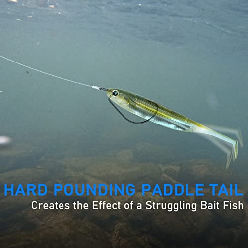 Dr.Fish Paddle Tail Swimbaits, Soft Fishing Lures for Bass Fishing 2.75-4.75 Inches, Freshwater & Saltwater Soft Plastic Baits Swim Shad Bait Minnow Lures Drop Shot - color: Pumpkinseed, size: 3.93"-5 Pack