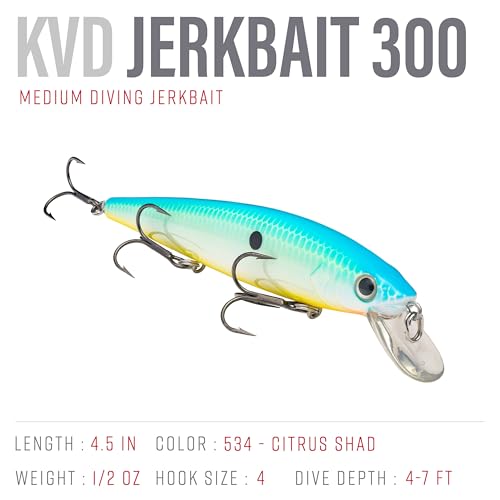 Strike King KVD Jerkbait 3 Hook - color: Citrus Shad, size: 4.75 inch (Pack of 1)