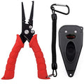 Fishing Pliers, Stainless Steel Fishing Tools, Saltwater Resistant Fishing Gear, Tungsten Carbide Cutters, Split Ring Pliers, Hook Remover with Coiled Lanyard and Sheath - color: Red - 7" Split Ring Nose