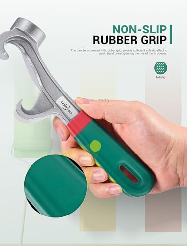 Upgraded Bucket Opener Tool 5 Gallon, 8.5 Inch Aluminum Paint Bucket Lid Opener Wrench with Non-slip Rubber Handle Grip, Metal Can Opener Lid Pail Remover Tool for Home Industrial - size: 1 PCS