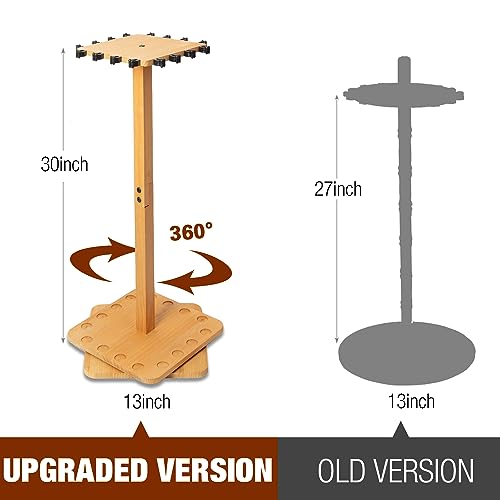 Ghosthorn Fishing Rod Holders for Garage 360 Degree Rotating Fishing Pole Rack, Floor Stand Holds up to 16 Rods Wood Fishing Gear Equipment Storage Organizer, Fishing Gifts for Men Women - style: nature-new