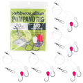 Pompano Surf Saltwater Fishing Rig 6-Pack | Hand-Tied with Mono Leader & Inline Circle Hooks | 2-Drop HI-LO Rig for Redfish Whiting - color: White-Pink, size: 1/0 Circle Hook