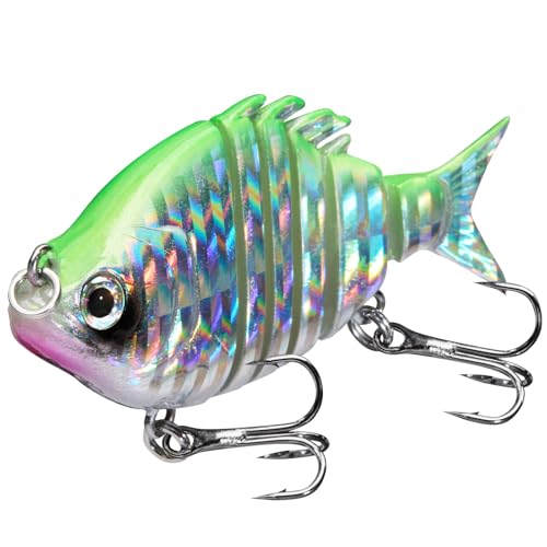 Bassdash SwimPanfish 2.5”/0.34oz Hard Bluegill Swimbaits Multi Jointed Topwater Trout Bass Fishing Crank Lure,Pack of 4 - color: GBPG