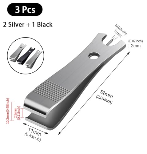 3 Pcs Fishing Line Cutter, Stainless Steel Nipper with Hook Eye and Knot-Untying Needle, Multi Functional Fishing Accessories Tools (Silver & Black)