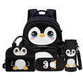 Penguin Print Backpack for Kids 4 Pieces School Backpack with Insulated Lunch Bag with Pencil Case Water Bottle Carrier for 4-6 Years - color: Penguin