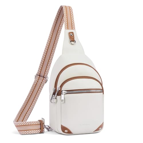 Anti Theft Crossbody Bags for Women Travel Chest Sling Bag Leather RFID Purse Fanny Pack Beige - color: Beige