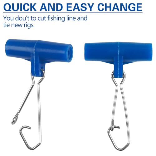 Sinker Slides for Fishing,Fishing Line Sinker Slides with Duo Lock Sinkers Weight Silder Sleeve Swivel Duo Lock Snaps for Saltwater Surf Bottom Fishing Fish Fider Rig Catfish Rig - color: Blue Hook Snap, size: 15 Pack