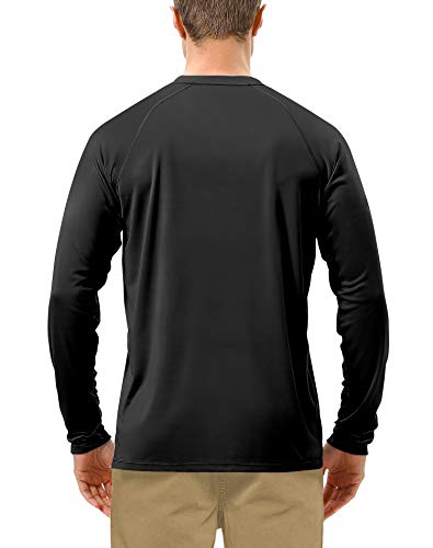 Roadbox Mens UPF 50+ UV Sun Protection Shirts Outdoor Long Sleeve SPF Rash Guard for Fishing Hiking Swimming Running - color: 1 Pack - Black, size: XX-Large