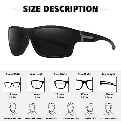 STORYCOAST Polarized Sports Sunglasses for Men Women Unbreakable Frame Cycling Fishing Driving - color: 2pack Black+blue Mirror