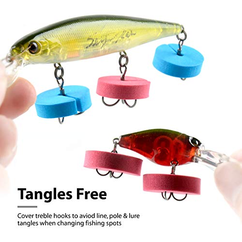 Fishing Hook Covers Hook Bonnets Treble Hook Guards - One Size Fits Most, Tangles Free, EVA Material Fishing Hook Caps Protect Your Sharp Hooks and Long Using - color: Red & Blue, size: 4#, 6#, 8#, 10#