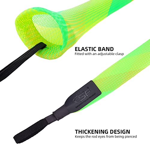 SF Fishing Rod Sock Fishing Rod Sleeve Rod Cover Braided Mesh Rod Protector Pole Gloves Fishing Tools for Spinning Fishing Rod,Casting Rod,Musky Rod, Ice Rod, Fly Rod, Spey Rod - color: Green-gold-2pcs, size: Fit Casting Rod 6-1/2 FT to 7-1/2 FT
