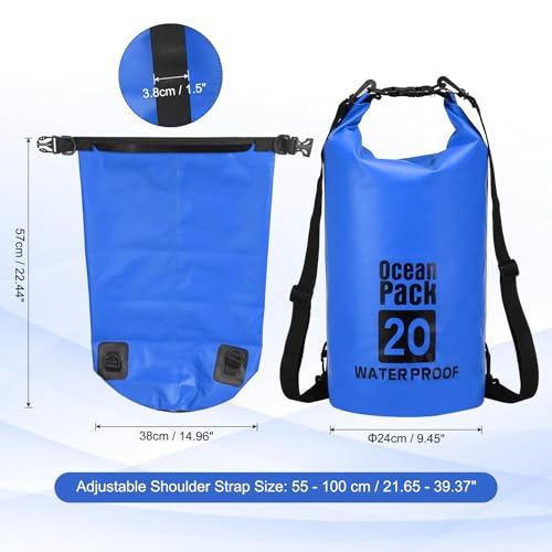 Waterproof Dry Bag, 20L Fit for Women Men Water Proof Bags Lightweight Dry Storage Floating Backpack with Whistle for Travel Backpacking Boating Kayaking Camping (Blue) - color: Blue, size: 20L