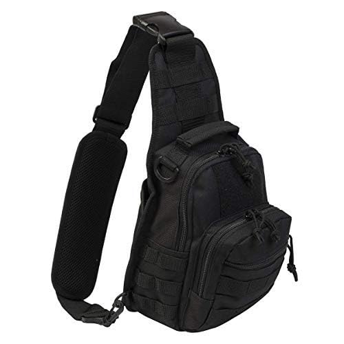 DEPARTED Tactical Sling Pack Military Rover Shoulder Daypack Outdoor Chest Pack Shoulder Backpack for Fly Fishing Camping Hiking Trekking Bag for Men and Women - color: Black