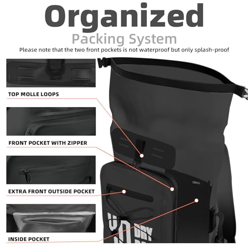 MORXPLOR Dry Bag Waterproof,5L/10L/20L/30L/40L/55L Roll Top Dry Bag Backpack with WaterProof Phone Case for Swim,Kayak - color: Black, size: 55Liter