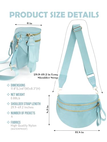 Pure Colour Crossbody Bag Bum Bag for Women,Spacious Purse Fanny Packs Belt Bag,Oversized Bum Bag (Colour Bum Bag-Ice Blue) - color: Colour Bum Bag-Ice Blue