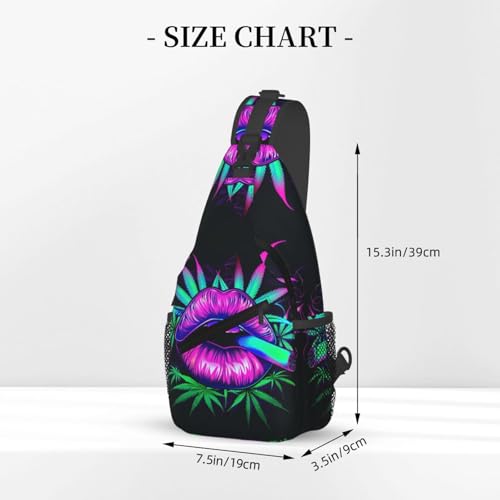 Colored Lips Outdoor Crossbody Shoulder Bag For Unisex Young Adult Hiking Bicycling - color: 21