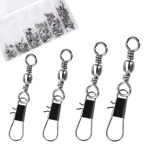 Barrel Swivels Fishing Tackle FS/BZ-02 | Fishing Swivels & Snaps,B-Shaped Quick Clips,Terminal Tackle Kit,for Saltwater Freshwater - size: 10#+8#+6#+4#+2#+1/0#