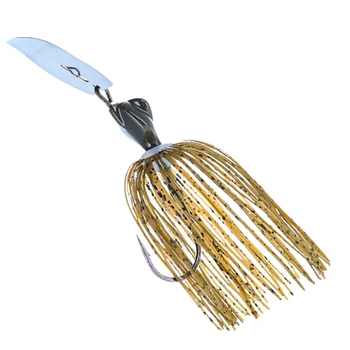 Reaction Tackle Breaker Jigs for Bass Fishing, Bladed Vibrating Swim Jig Lures with Silicone Skirts, Weedless Bait for Pike, Walleye, Muskie - 3 Pack - color: Green Pumpkin, size: 3/8 Oz