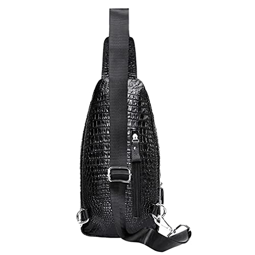 Hebetag Leather Sling Bag Crossbody Backpack for Men Travel Outdoor Office Work Camping Hunting Hiking Shoulder Chest Pack Casual Daypack, Black - color: #15black