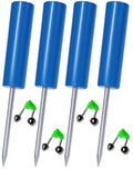Fishing Rod Holder, 4 Pack Fishing Pole Holders Ground, Rod Holders for Bank Fishing, Beach Support Stand Reinforced PVC, 4 Free Alarm Bells - style: Blue