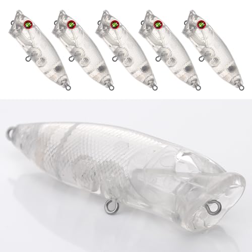 20pcs/25pcs Fishing Blanks Lures Kit Fishing Topwater Unpainted Swimbait Unpainted Crankbaits Hard Baits DIY Lure for Bass Salmon Trout Saltwater and Freshwater - color: 25PCS 2.76″/0.38oz
