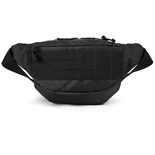 SOWHUP Tactical Fanny Pack,Military Waist Bag Pack with U.S Patch Utility Hip Belt Bumbag for Outdoor Fishing Hiking (Black(4 Zipper Pockets)) - color: Black(4 Zipper Pockets)