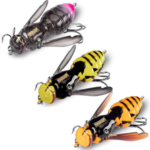 Kingdom Wasp Crawl Bait Insect Bionic Floating Fishing Lures Swimbaits Hard Artificial Baits Lure Freshwater and Saltwater Bass Carp Pike Walleye Fishing ABS Material Carbon Steel Three Book Hook - color: Set2, size: 4.2g