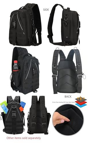 Tactical 10L MOLLE Bag for Fishing Trekking Survival Camping Fitness | Multiple independent pockets, tackle box slots,High-strength nylon,Multiple independent pockets, tackle box slots - color: Black