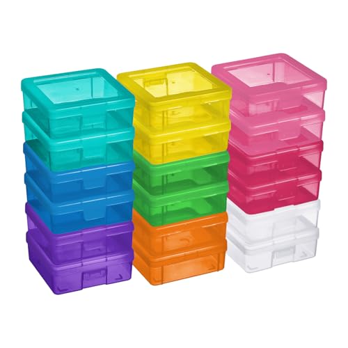 novelinks Plastic Small Storage Containers with Lids for Organizing | 18 Pack, Small Color, Task Boxes for Special Education, Board Game Storage Containers, Balloon Storage Organizer, Mini Box - color: 18 Pack Small -Color