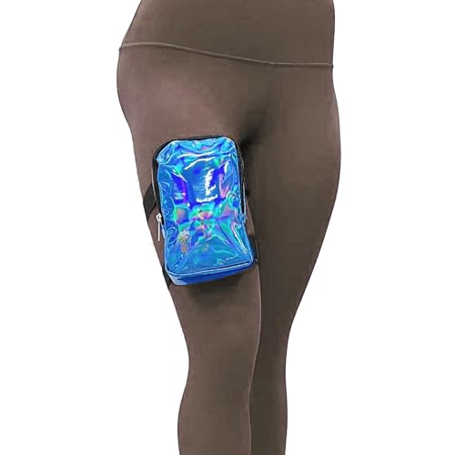 Holographic Thigh Bag | Leg Harness for Women | Outdoor Waist Pouch | Carnival Hiking Travel Fanny Pack with Adjustable Straps | Blue - color: Blue