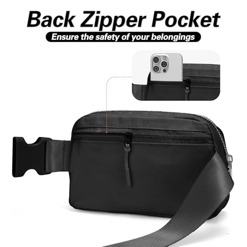 JSJ Mini Black Fanny Pack for Women & Men,Valentines Day Gifts for Girls Teens Kids Daughter Sister Her,Trendy Stuff Crossbody Bags Cute Everywhere Belt Bags.(Black) - color: Black