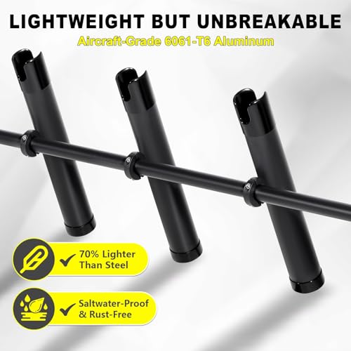 Inshore Rod Holder for Truck Bed, Fixed Truck Bed Fishing Rod Rack, Adjustable Rod Holder for Truck & SUV, Gifts Ideas for Men (Aluminum Body with Plastic Rod Bracket-Tension Rod) - color: Aluminum Body-D Rings